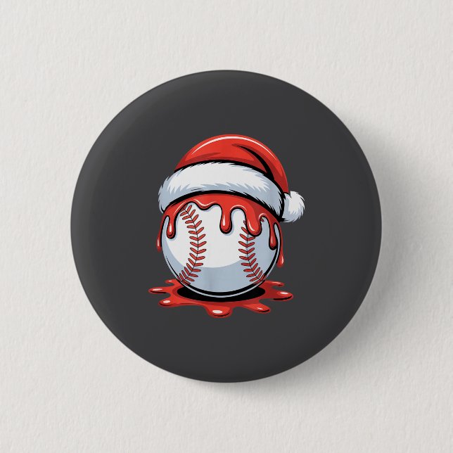 Macaron Rond 5 Cm Baseball Christmas Santa Hat Dripng Festive Holida (Devant)