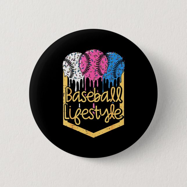 Macaron Rond 5 Cm Baseball Lifestyle Ball Sprinkles Drip Boys Kids M (Devant)