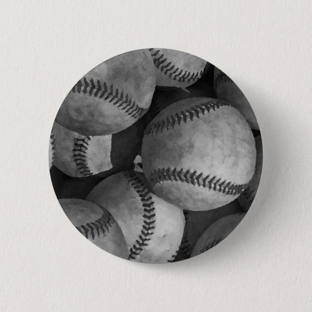 Macaron Rond 5 Cm Baseball noir et blanc (Devant)