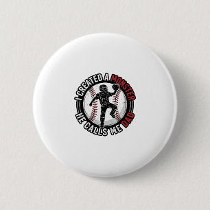 Macaron Rond 5 Cm Baseball Papa Monstre Vintage Catcher Conception d