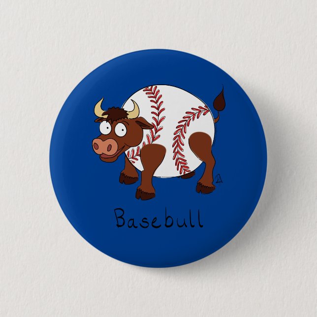 Macaron Rond 5 Cm Basebull Funny Baseball Bull Bouton Pin (Devant)