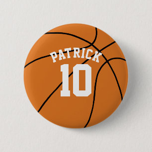 Macaron Rond 5 Cm Basket-ball avec le nom et le nombre d'équipe