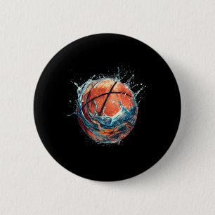 Macaron Rond 5 Cm Basket-ball Basketball Lover Dessin Waterc