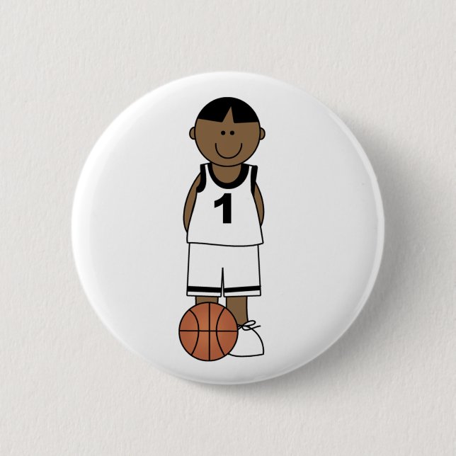 Macaron Rond 5 Cm Basket-ball de garçon d'Afro-américain (Devant)
