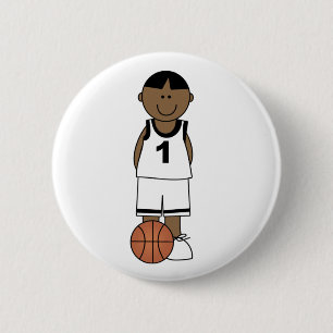 Macaron Rond 5 Cm Basket-ball de garçon d'Afro-américain
