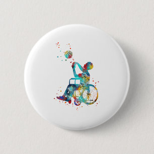 Macaron Rond 5 Cm Basket-ball en fauteuil roulant 1