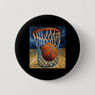 Macaron Rond 5 Cm Basket-Ball En Vol Swishing Net