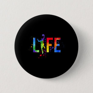 Macaron Rond 5 Cm Basket-ball Homme Ball Is Life Watercolor Basket-b