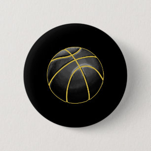 Macaron Rond 5 Cm Basket-ball Illustration Black Gold Ball Design St