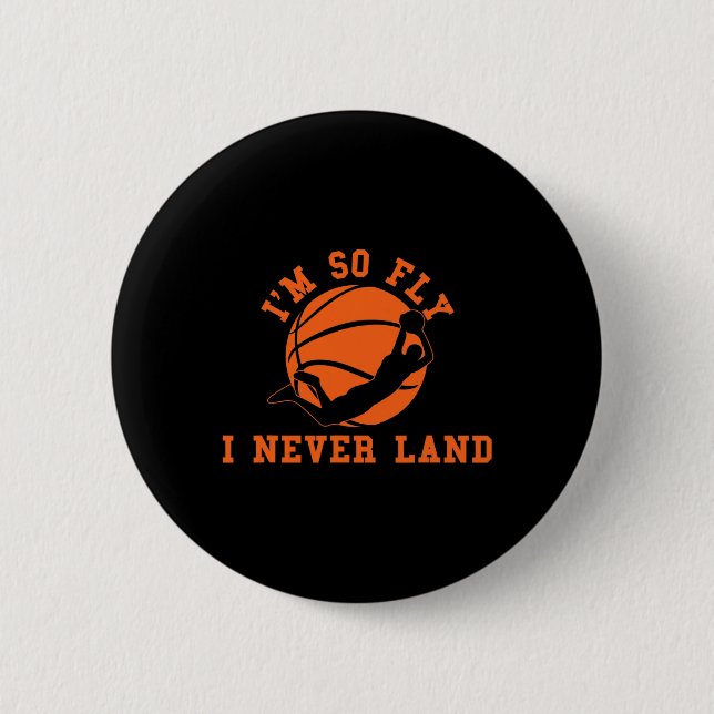 Macaron Rond 5 Cm Basket-ball Je suis si volée Je n'ai jamais Land B (Devant)