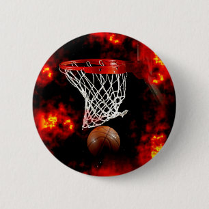 Macaron Rond 5 Cm Basket-ball Net, Ball & Flames