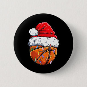 Macaron Rond 5 Cm Basket-ball Noël Chapeau - Fun Basket-ball Xm