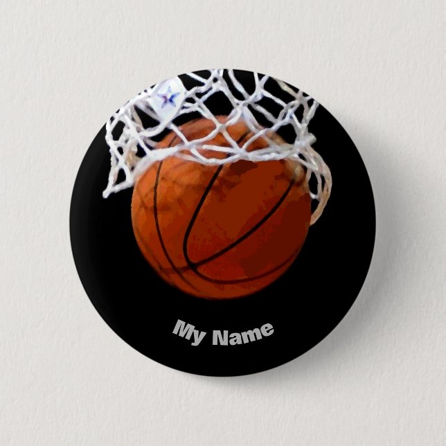 Macaron Rond 5 Cm Basket-ball Votre nom (Devant)