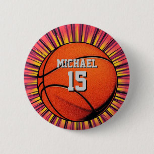 Macaron Rond 5 Cm Basket-ball Votre nom Pop Art