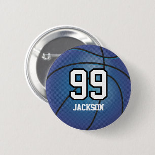 Macaron Rond 5 Cm Basket bleu Bouton Personnaliser