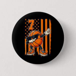 Macaron Rond 5 Cm Basketball 7e anniversaire Drapeau américain cadea