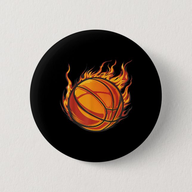 Macaron Rond 5 Cm Basketball Artwork Basketball Lover Flaming Hot Dr (Devant)