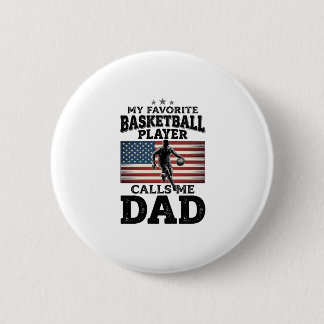 Macaron Rond 5 Cm Basketball Dad Patriotic Vintage Engraving T-Shirt