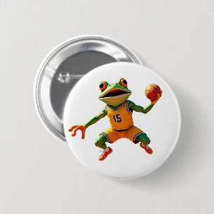 Macaron Rond 5 Cm Basketball Frog bouton blanc