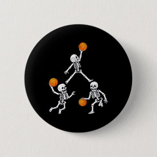 Macaron Rond 5 Cm Basketball Halloween Skeleton Dunking Dribble Boys