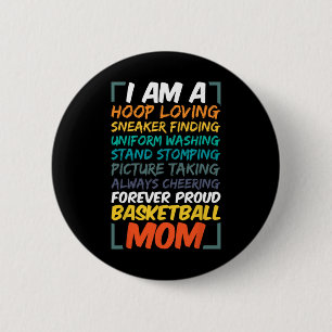 Macaron Rond 5 Cm Basketball Maman Entraîneur Femme Fun Fier Joueur 