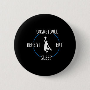 Macaron Rond 5 Cm Basketball Mange Sommeil Répéter Cadeau Pour Baske