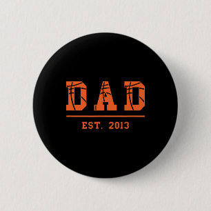 Macaron Rond 5 Cm Basketball Papa Est 2013 Père Fête des pères Birth