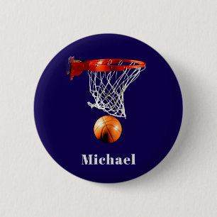 Macaron Rond 5 Cm Basketball Remplacez par Votre Nom