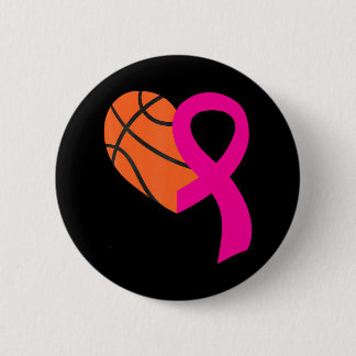 Macaron Rond 5 Cm Basketball rose ruban Cool Cancer du sein