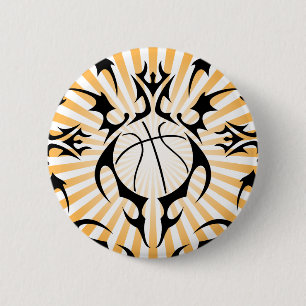 Macaron Rond 5 Cm basketball. tribal.