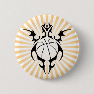 Macaron Rond 5 Cm basketball. tribal.