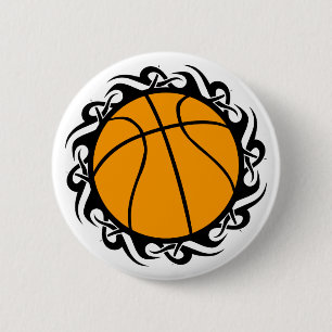Macaron Rond 5 Cm basketball. tribal.