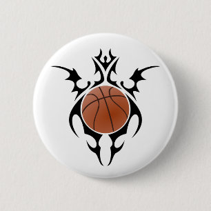 Macaron Rond 5 Cm basketball. tribal.