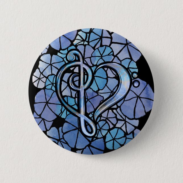 Macaron Rond 5 Cm Bass Treble Clef Note Musique Heart Love (Devant)