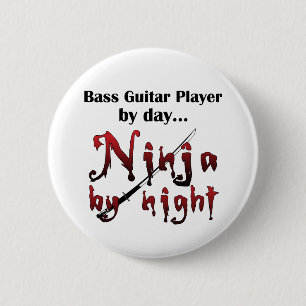 Macaron Rond 5 Cm Basse guitare Ninja