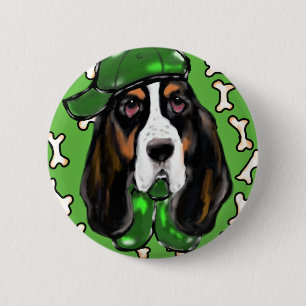 Macaron Rond 5 Cm Basset Hound