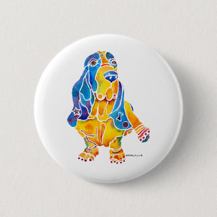 Macaron Rond 5 Cm Basset Hound