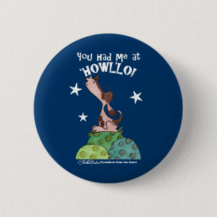 Macaron Rond 5 Cm Basset Hound Night