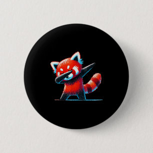 Macaron Rond 5 Cm Bassin De Panda Rouge Pour Amoureux des animaux De