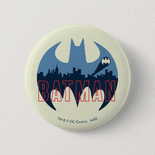 Macaron Rond 5 Cm Bat Logo With Gotham & Bat Signal