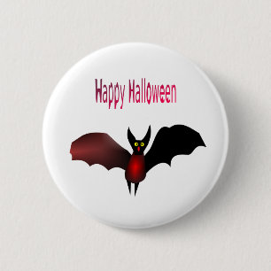 Macaron Rond 5 Cm Bat volant Happy Halloween Bouton