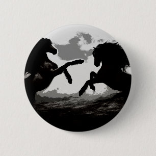 Macaron Rond 5 Cm Bataille des Chevaux - Art Equin