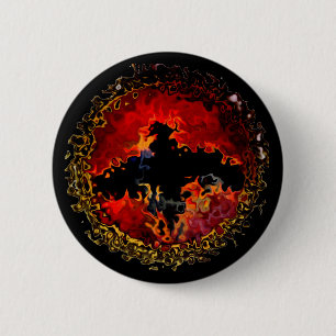 Macaron Rond 5 Cm Bataille éffrayante en feu