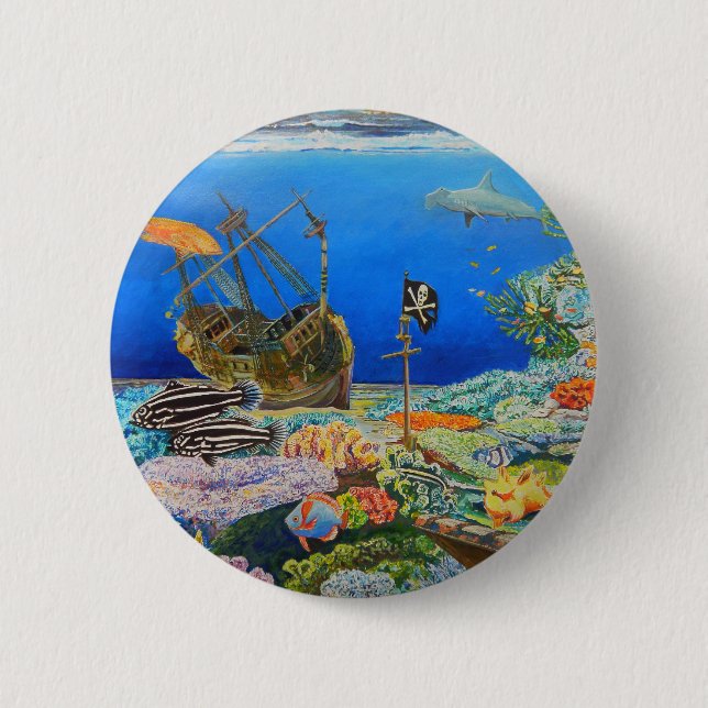 Macaron Rond 5 Cm Bateau de pirate (Devant)