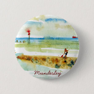 Macaron Rond 5 Cm Bateau rouge à Mundesley, Norfolk