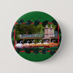 Macaron Rond 5 Cm Bateaux Boston Swan - Joyeuses vacances