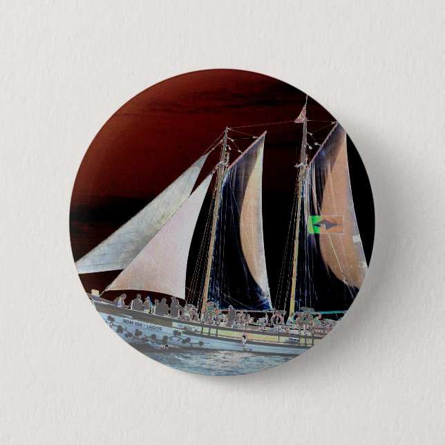 Macaron Rond 5 Cm Bateaux sous voile (Devant)