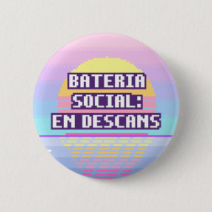 Macaron Rond 5 Cm Bateria Social: En Descans Pixel Button