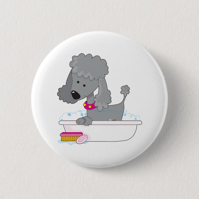 Macaron Rond 5 Cm Bath de caniche (Devant)