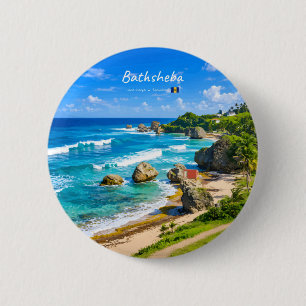 Macaron Rond 5 Cm Bathsheba, Barbade - Côte de plage tropicale